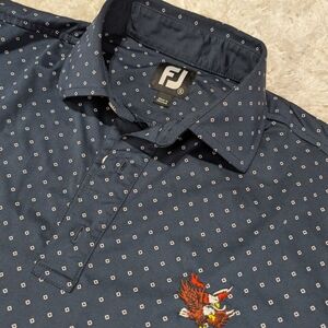 FootJoy Men's Navy Polo with Micro Square Print - Double Eagle Golf Club
